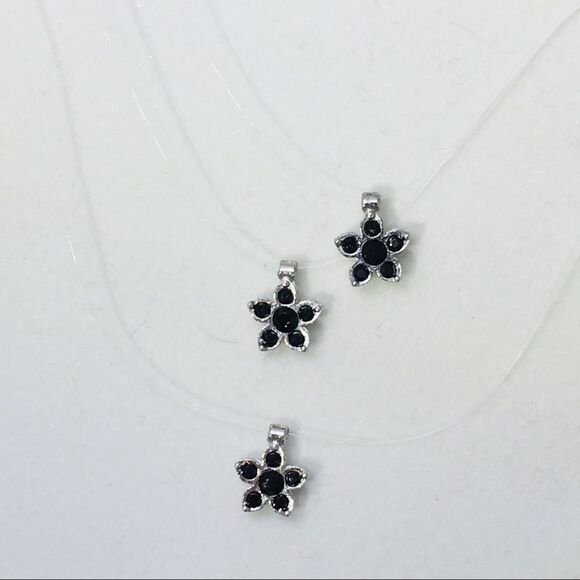 Black crystal flower illusion necklace - Picture 1 of 4